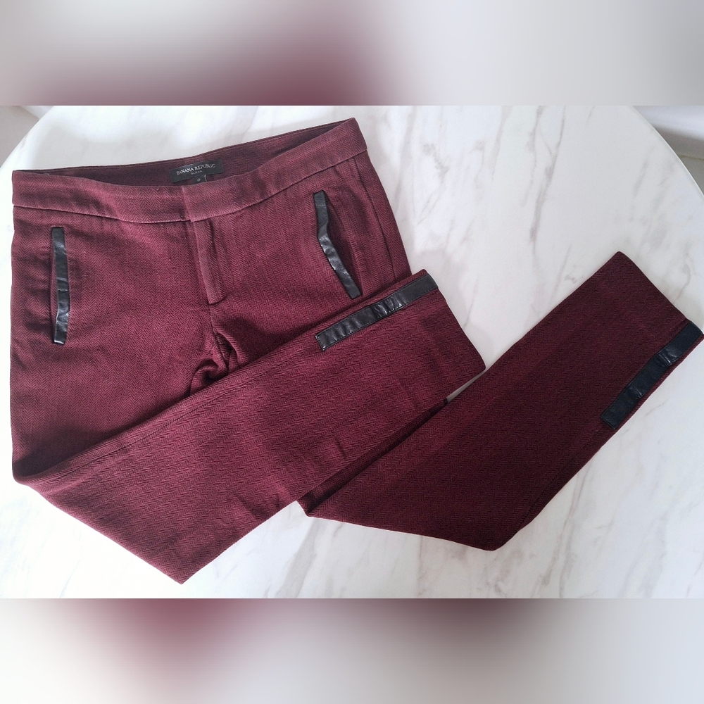 Banana Republic Sloan Faux Leather Trim Skinny Pants (0)